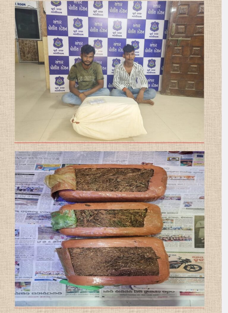 વર્ષામેડીમાથી ૧.૨૭ લાખના ગાંજાના જથ્થા સાથે બે આરોપીઓ ઝડપાયા